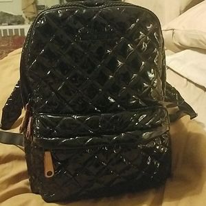 MZ WALLACE BLACK PATENT LEATHER BACKPACK - SMALL